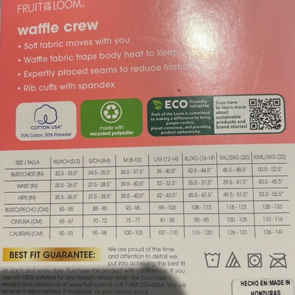 Fruit of the Loom Women's Long Underwear Waffle Crew Neck Thermal Top gray grey - Picture 5 of 8